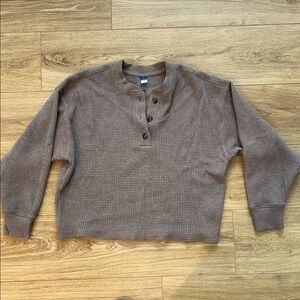 Old Navy Taupe Waffle Knit Henley